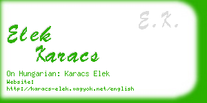 elek karacs business card